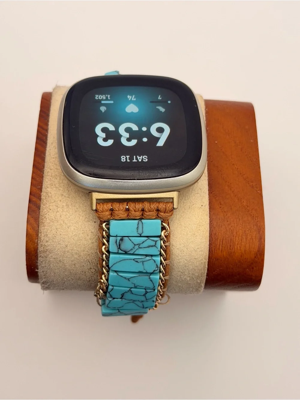 Fitbit Versa 3, Fitness Tracker, Charger Included, Gold/light Blue Band